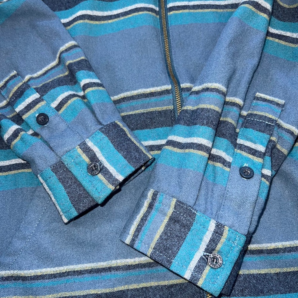 Pendleton Women's 100% Wool Boyfriend Zip‎ Up Hoodie Blue Stripes Size Medium - Picture 7 of 7